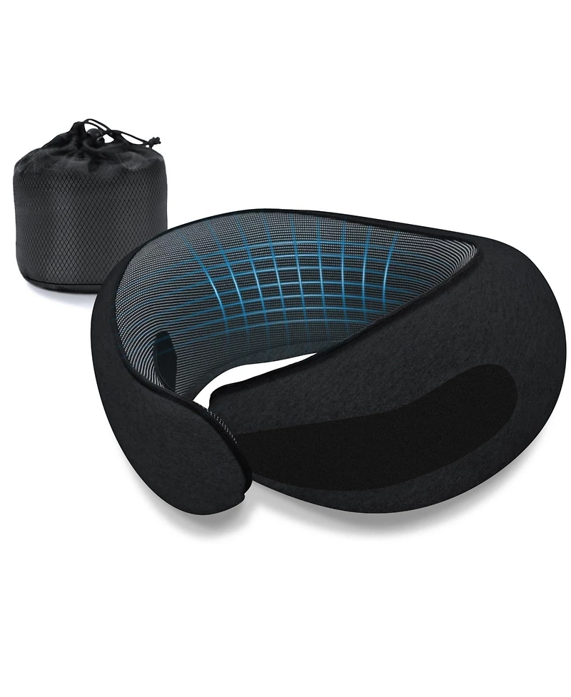 Piscifun Memory Foam Travel Neck Pillow For Airplane Car Home Adjustable Support Washable Portable