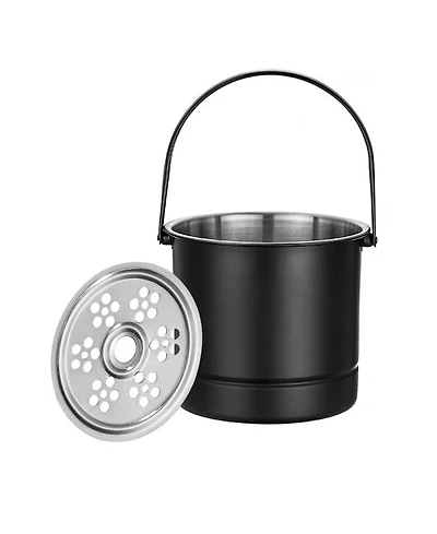 Piscifun Stainless Steel Ice Bucket With Filter Plate Carrying Handle Portable For Parties Bars Restaurants