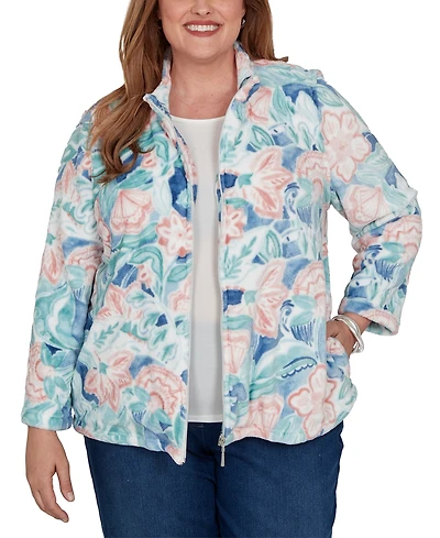 Alfred Dunner Plus Classic Patch Floral Cozy Knit Jacket