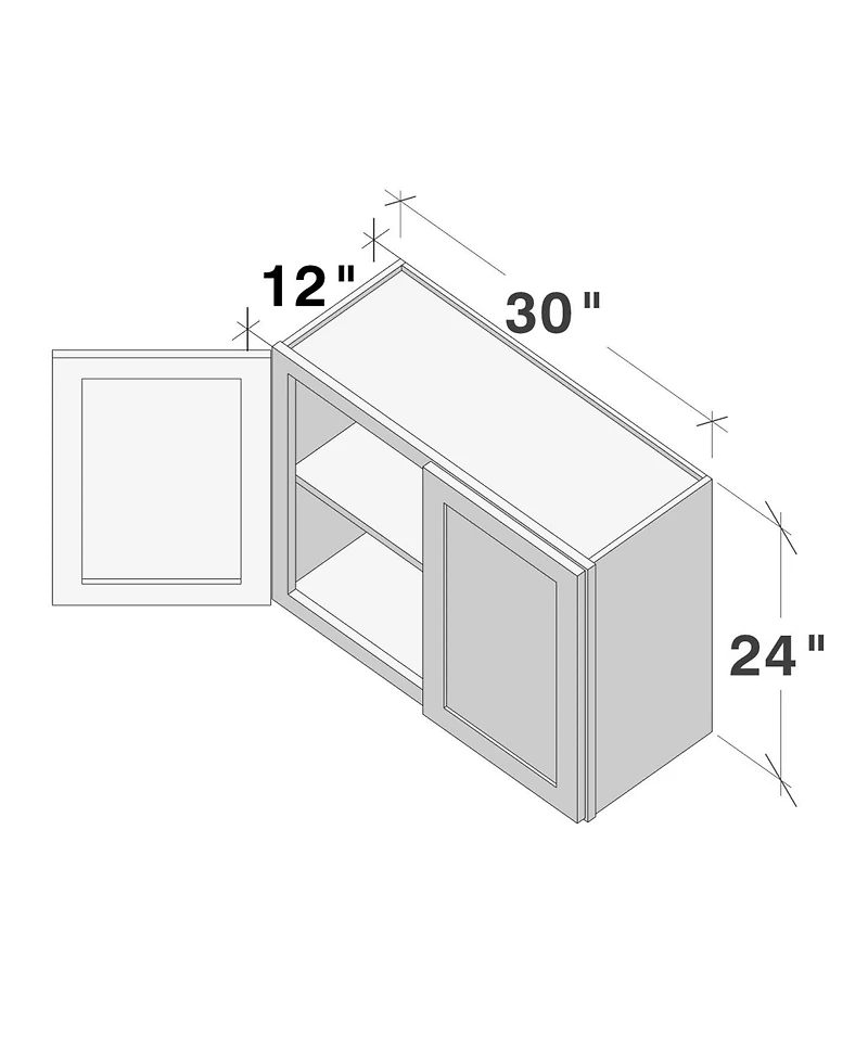 Boyel Living W30" Dove Wall Cabinet with Full Overlay Hdf Door for Custom Kitchen or Bathroom