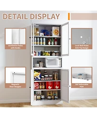 Boyel Living 72 Inch Steel 4 Shelf Storage Cabinet Glass Door with Adjustable Shelves