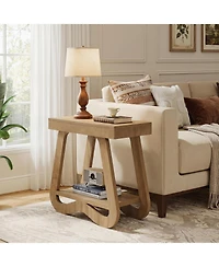 Tribesigns 2-Tier Side Table, Narrow End Table for Small Space | Modern Wooden Sofa Table, Couch Side Table