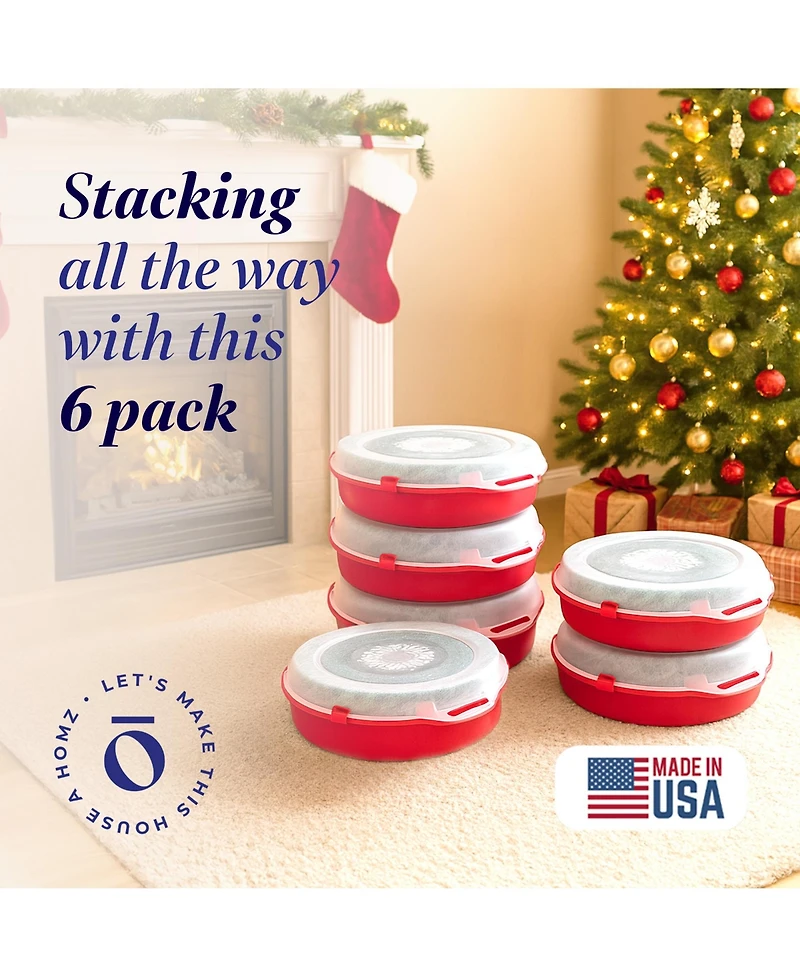 Homz 24 Inch Seasonal Holiday Christmas Plastic Wreath Storage Box