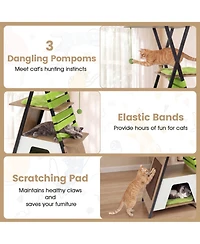 Hongge 73 Inch Multi-Level Cat Tree with Elevated Perch Large Condo and Metal Frame
