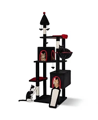 Hongge 75 Inch Gothic Cat Tree 6-Tier Cat Tower with 2 Condos and Top Perch for Large Cats