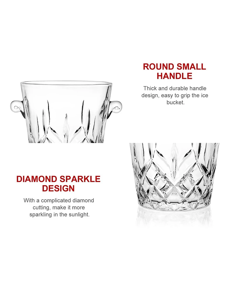 Piscifun 2 Liter Clear Glass Ice Bucket For Parties Drinks Wine Beer