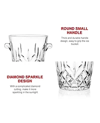 Piscifun 2 Liter Clear Glass Ice Bucket For Parties Drinks Wine Beer