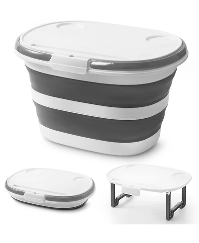 Piscifun 16L Collapsible Silicone Bucket With Multi Functional Lid Foldable Portable Camping Cleaning Storage