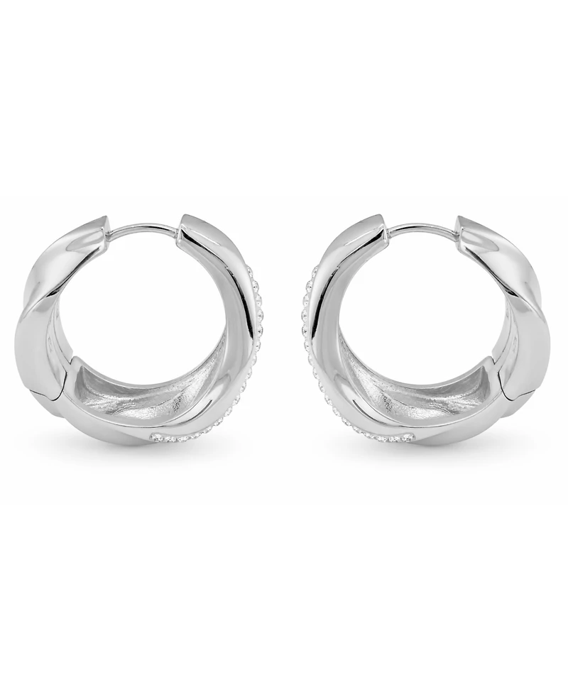And Now This Crystal Twist 18k Silver Plated Brass Hoop Earrings, Macy's Exclusive