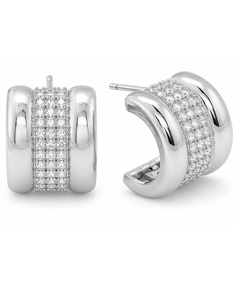 And Now This Cubic Zirconia Silver Plated Huggie Hoop Earrings, Macy's Exclusive