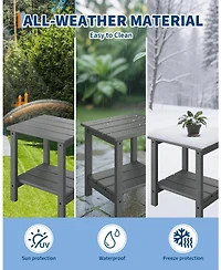 homfan 2-Pack 18" Adirondack Side Table – Hdpe 2-Tier Weather Resistant Square End Table for Patio, Poolside or Backyard