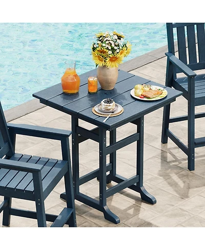 homfan Square Hdpe Outdoor Dining Table – 39.6" Tall Weatherproof Pub Table with 300 lb Capacity and Umbrella Hole