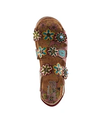 L'Artiste Women's Spring Step Bethie Leather Wedge with Hand-Painted Vamp