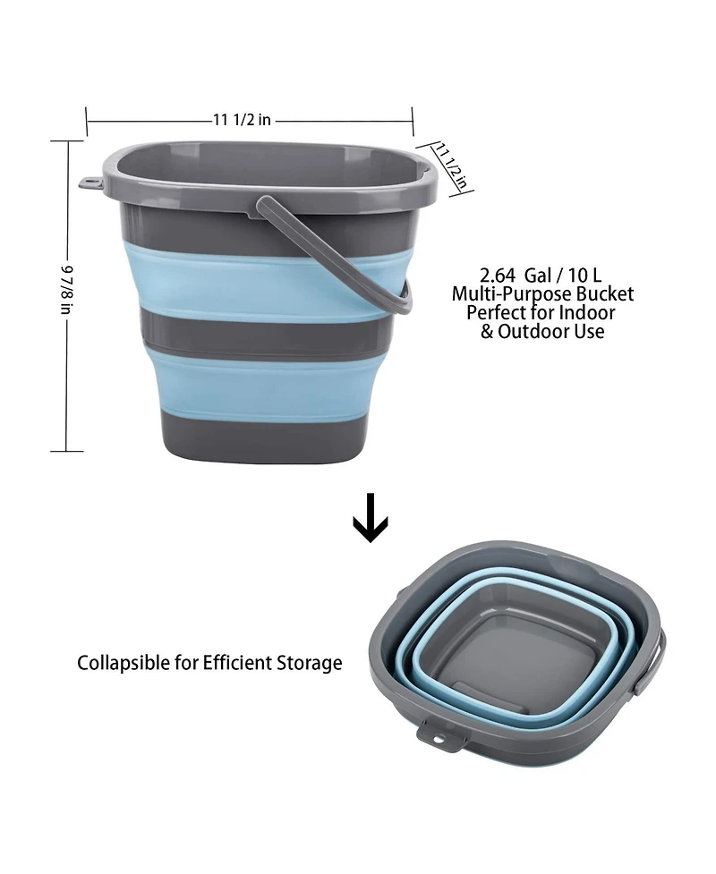 Piscifun 2 Pack Collapsible Plastic Bucket Foldable Rectangular Tub For Cleaning Camping Fishing