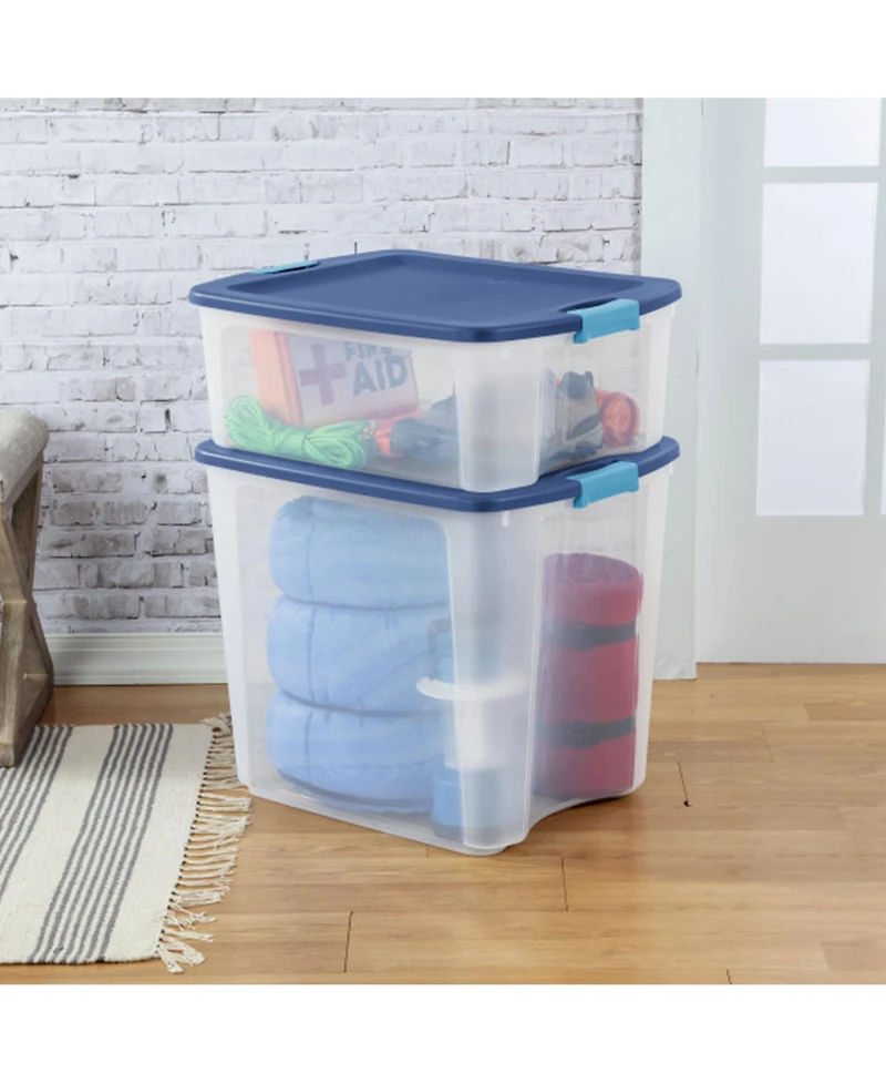 Sterilite 12 Gal Latch and Carry Stackable Storage Bin with Latching Lid, 6 Pack