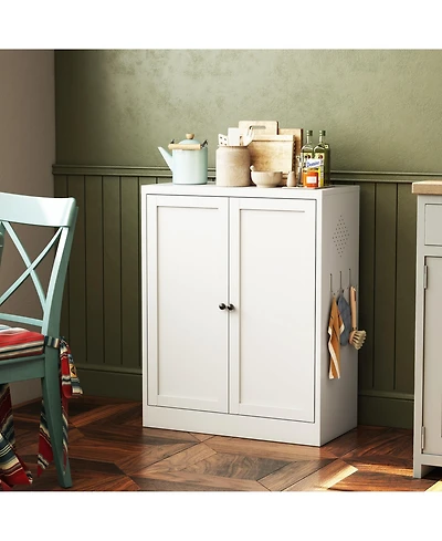 Boyel Living Storage Cabinet Steel Adjustable Shelves Anti Tip Ventilated Hooks