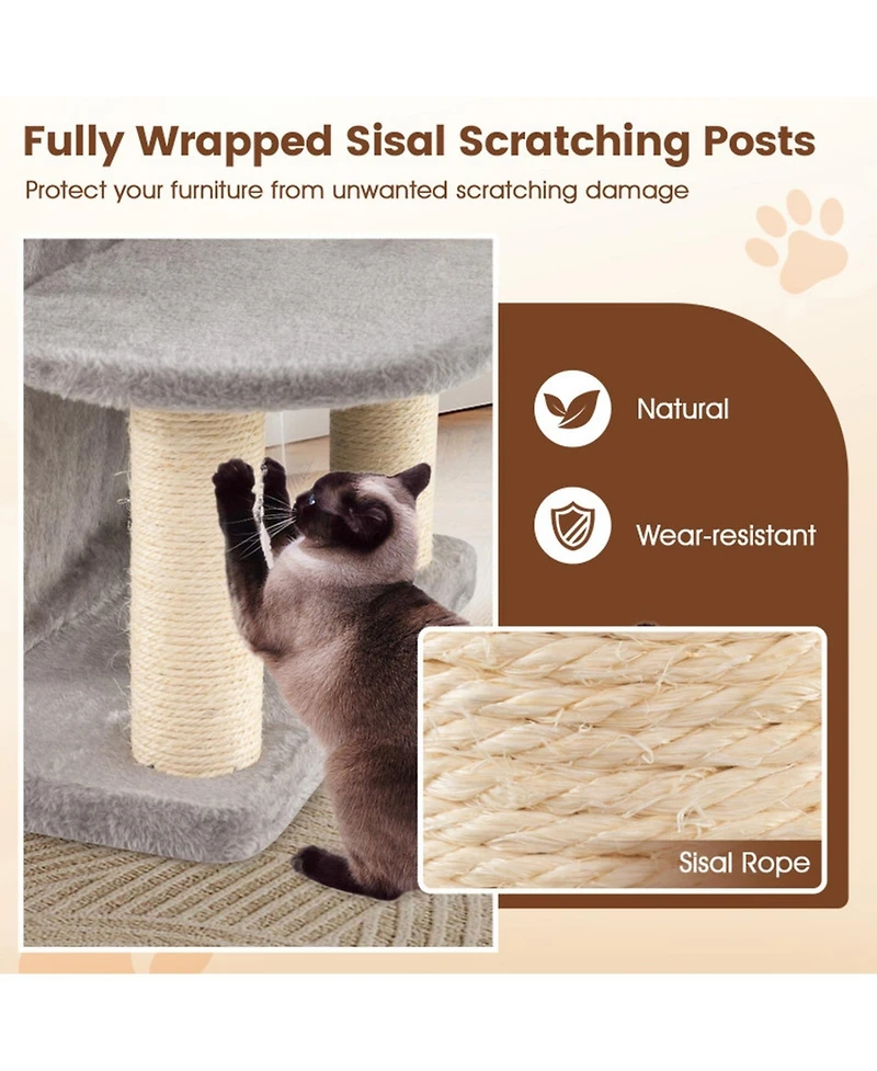 Hongge 48 Inch Cat Tree with 2-Story Condo 3 Hideaway Caves and Sisal Posts for Large Cats