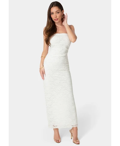 Bebe Women's Lace Strapless Maxi Dress
