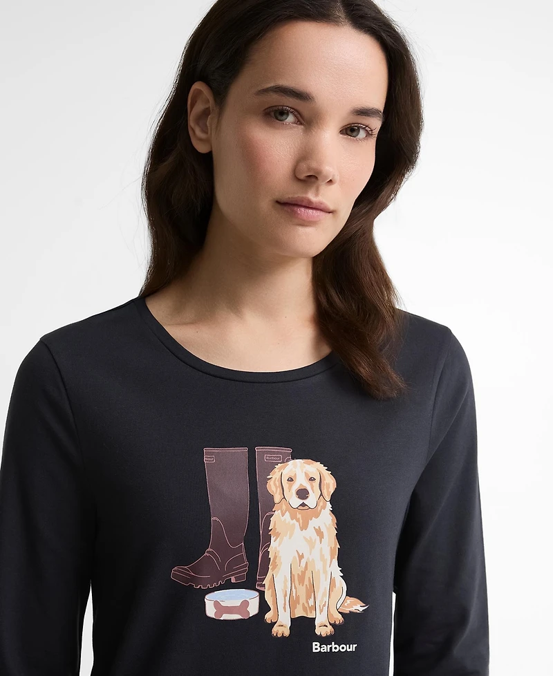 Barbour Women's Hedley Dog Graphic Crewneck Long-Sleeve T-Shirt