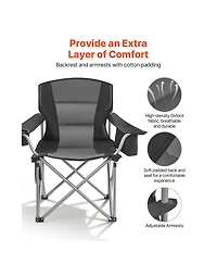 Sevorley Oversized Camping Chairs Set of 2 with Cooler Bag, Cup Holder and Side Pocket, 450 lb Capacity