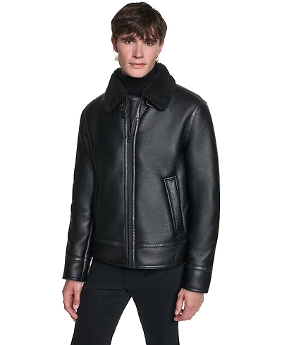 Karl Lagerfeld Paris Men's Faux Shearling Aviator Jacket