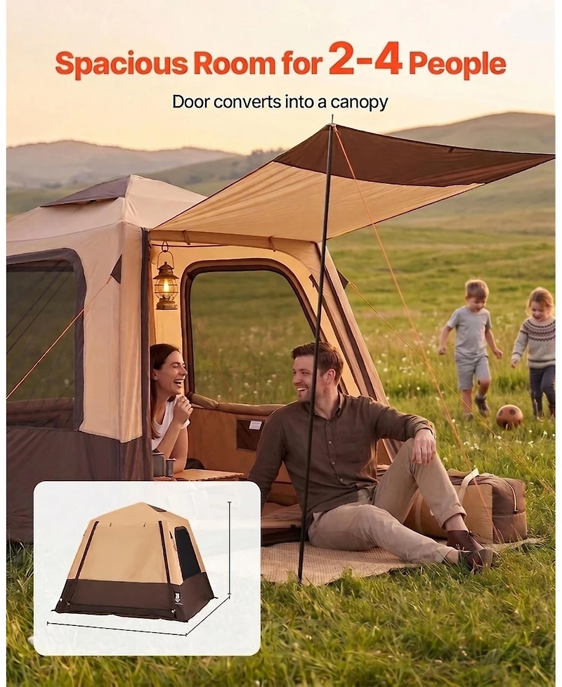 Sevorley 4-Person Inflatable Cabin Camping Tent with Rechargeable Pump