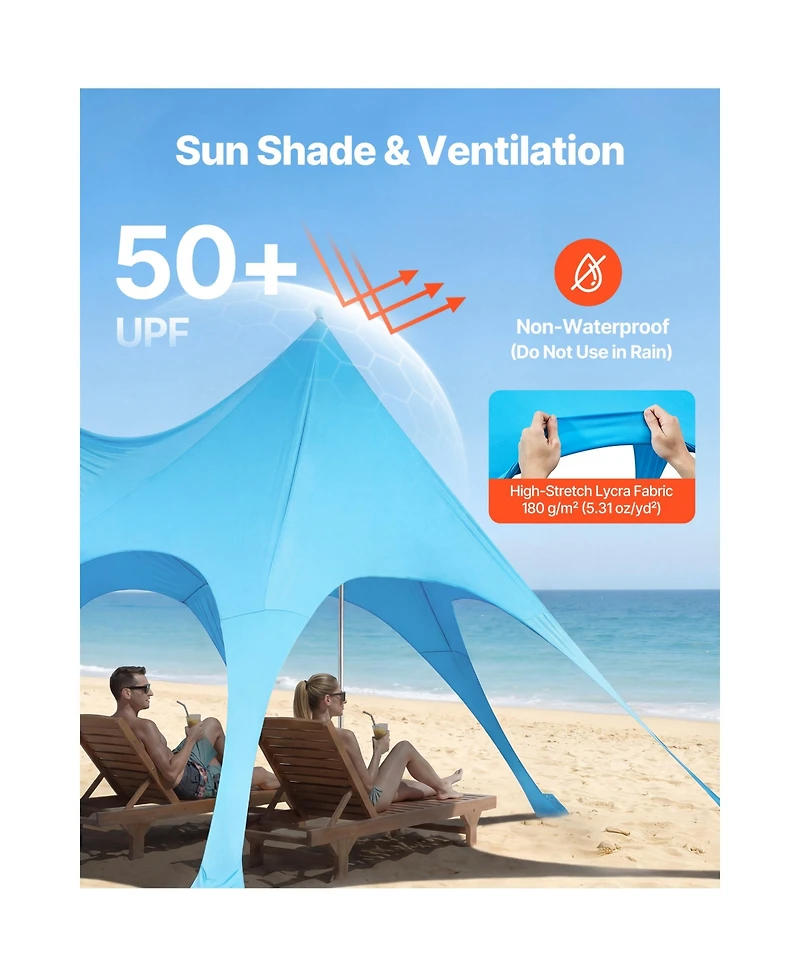 Sevorley Pop Up Beach Tent Sun Shelter, Upf 50 Plus, 20 x 13 feet Canopy