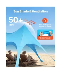 Sevorley Pop Up Beach Tent Sun Shelter, Upf 50 Plus, 20 x 13 feet Canopy