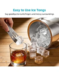 Piscifun Double Wall Insulated Stainless Steel Ice Bucket with Lid and Tongs for Parties Home Bar