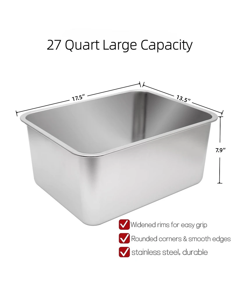 Piscifun 27 Quart Stainless Steel Ice Bucket Large Beverage Tub Drink Cooler For Parties