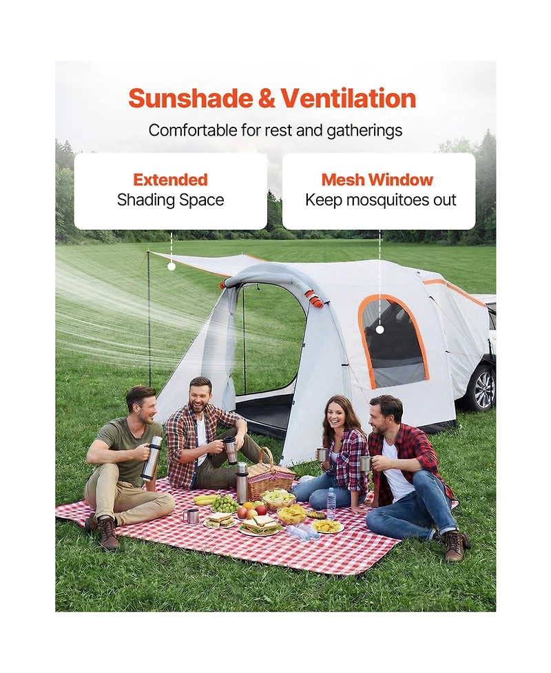 Sevorley Inflatable Suv Tailgate Tent, 8 x 6.7 ft Waterproof PU2000mm Tent with Awning and Air Pump