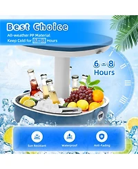 Piscifun Portable 3-in-1 Rattan Style Outdoor Cooler Table with Drainplug Lift Top Lid
