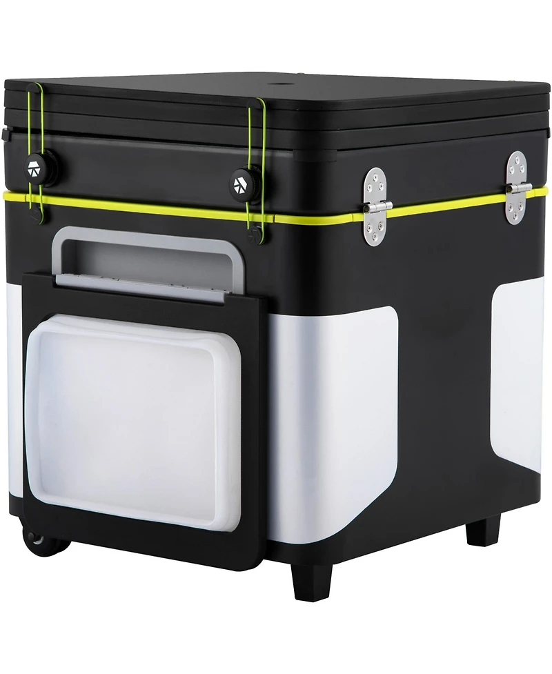 Sevorley All-in-One Mobile Outdoor Kitchen with Wheels, Windproof Stove and Folding Tables