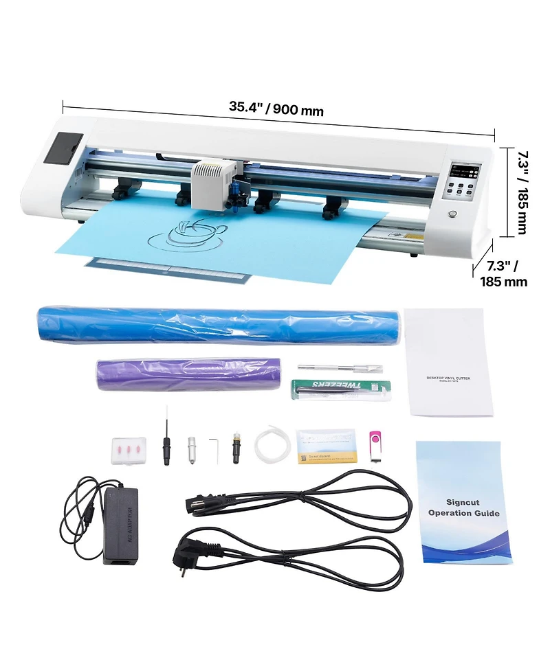 Sevorley Vinyl Cutting Machine with Automatic Edge Detection, Two Blades and Design Software