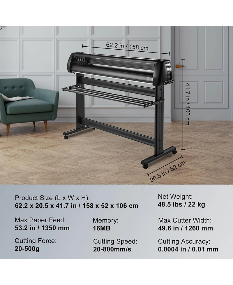Sevorley 53 inch Vinyl Cutter Plotter with Stand and SignMaster Software