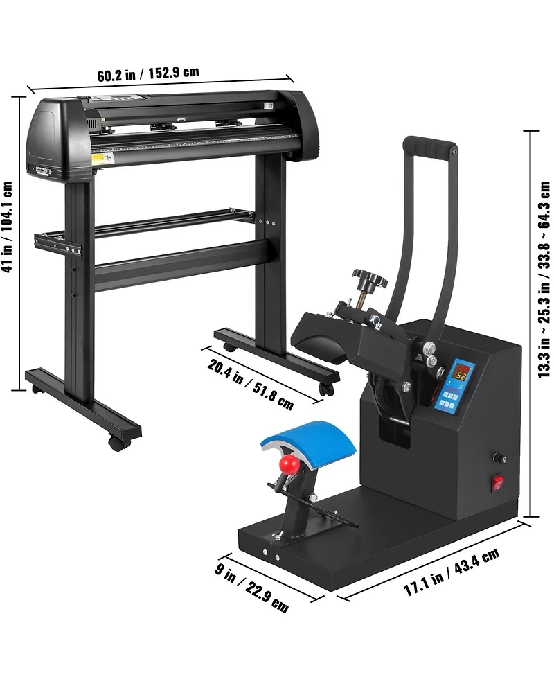 Sevorley Vinyl Cutter Plotter and Cap Heat Press Combo with Stand