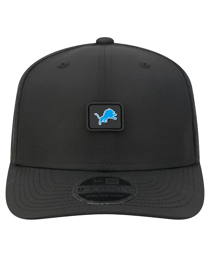 New Era Men's Black Detroit Lions Micro Badge 9SEVENTY Adjustable Hat