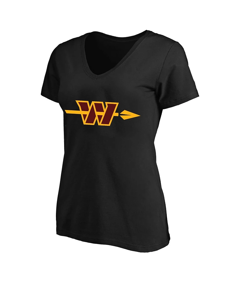 Fanatics Women's Jayden Daniels Black Washington Commanders Plus Name Number V-Neck T-Shirt