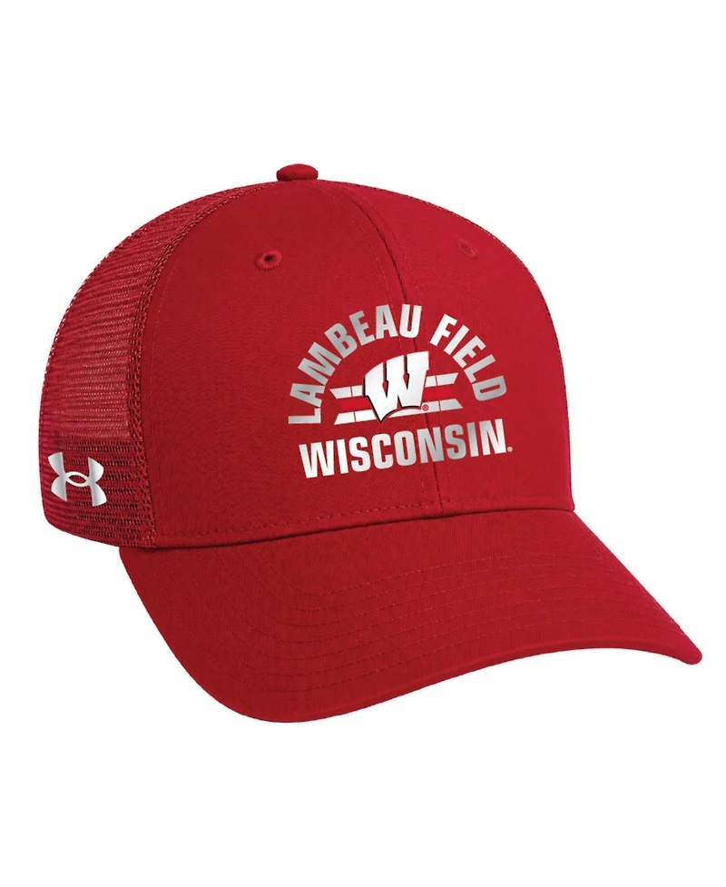 Under Armour Men's and Women's Red Wisconsin Badgers 2026 Lambeau Field Collection Washed Performance Trucker Adjustable Hat