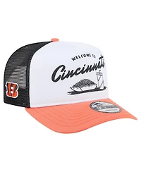 New Era Men's White/Orange Cincinnati Bengals Foodie 9FIFTY A-Frame Trucker Snapback Hat