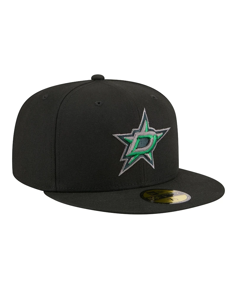 New Era Men's Black Dallas Stars Color Pop 59FIFTY Fitted Hat