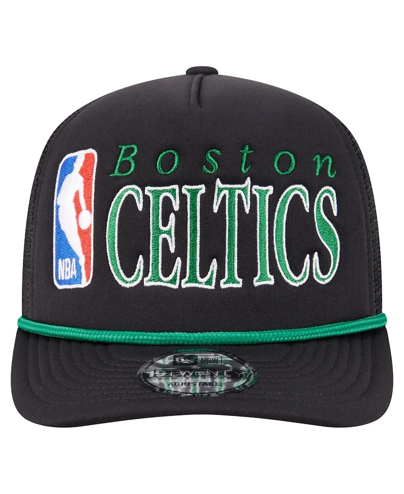 New Era Men's Black Boston Celtics Team Logo Foam Front 19TWENTY A-Frame Trucker Adjustable Hat