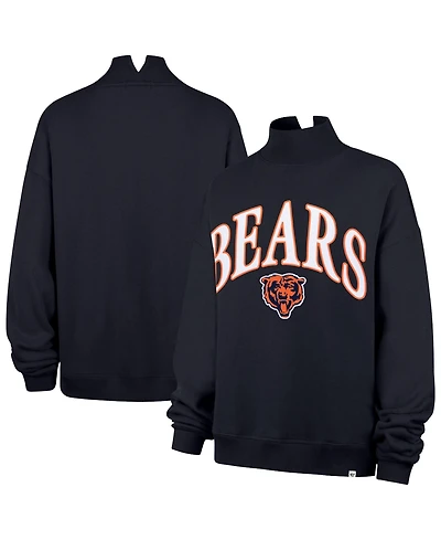47 Brand Women's Navy Chicago Bears Oversized Vantage Mock Neck Sweatshirt