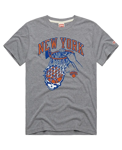 Homage Men's and Women's Gray New York Knicks x The Grateful Dead Tri-Blend T-Shirt