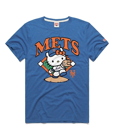 Homage Men's and Women's Royal New York Mets Hello Kitty Tri-Blend T-Shirt