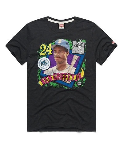 Homage Men's Ken Griffey Jr. Charcoal Seattle Mariners Topps 75 Remix Graphic T-Shirt