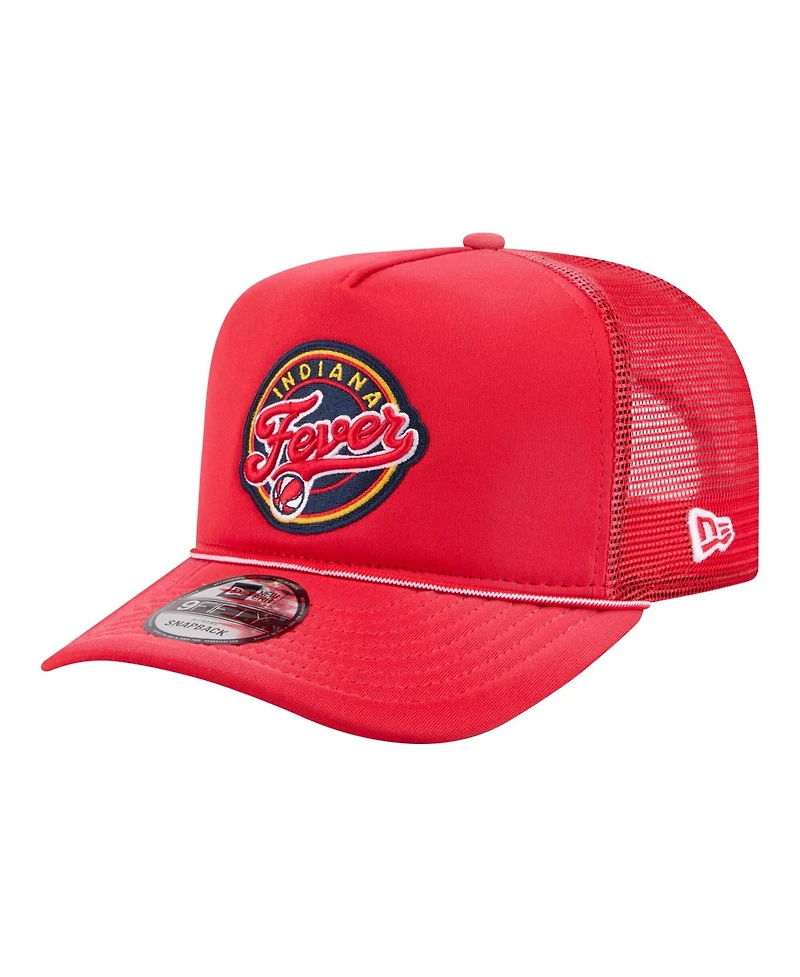 New Era Men's and Women's Red Indiana Fever Worn Foam Front 9FIFTY A-Frame Trucker Rope Snapback Hat