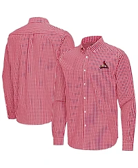 Antigua Men's Red St. Louis Cardinals Ellis Woven Tri-Blend Button-Down Shirt