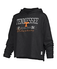 Pressbox Women's Black Tennessee Volunteers Castillo Slub Waist Length Long Sleeve Hooded T-Shirt