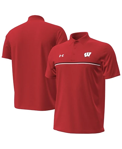 Under Armour Men's Red Wisconsin Badgers Performance Drive Chest Stripe Polo Shirt